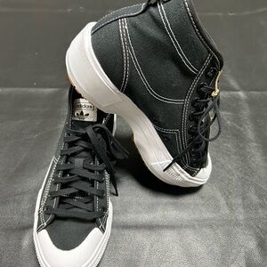 adidas Black and White High-Top Sneakers Retro Style